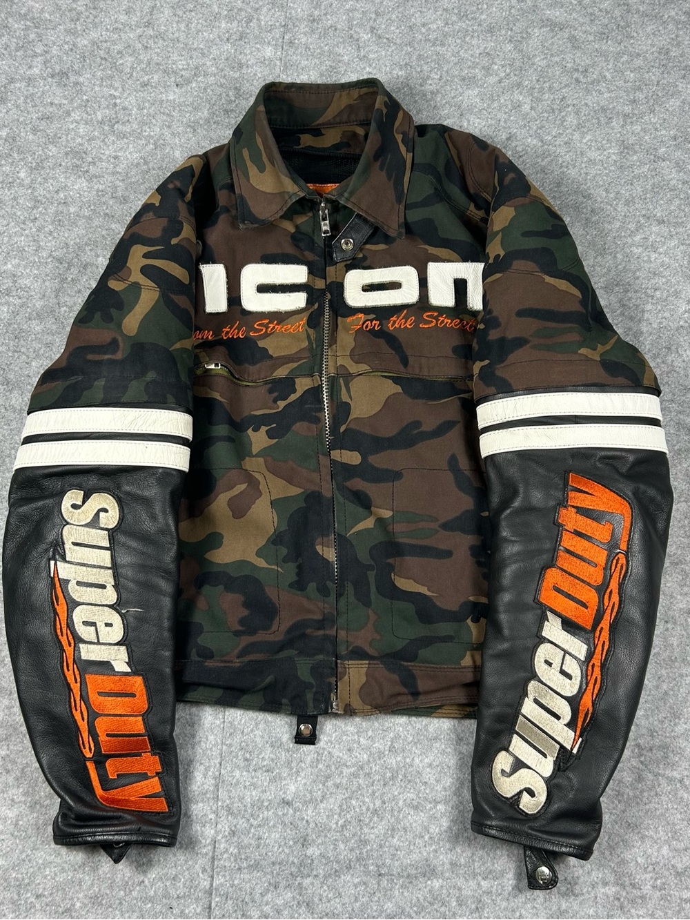 Icon Asphalt Armorod Super Duty Camo Leather Motorcycle Jacket Large